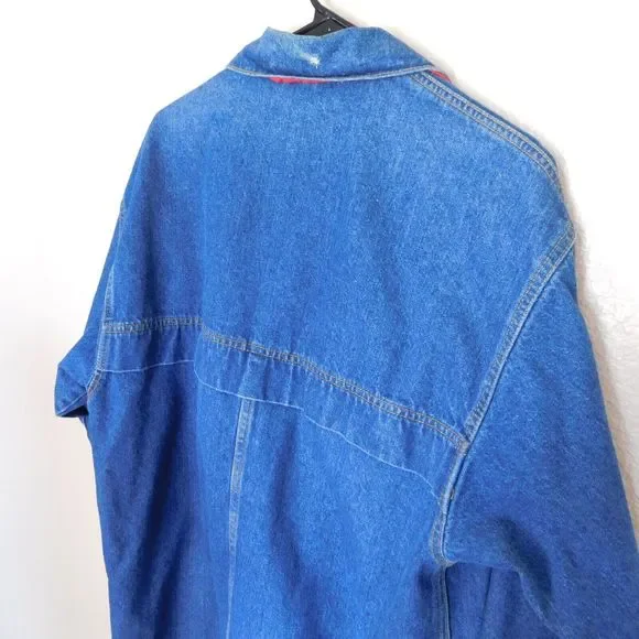 Vintage FILA Denim Jacket Adult M USA Made Rare 90s Jean Button Up Faded Casual